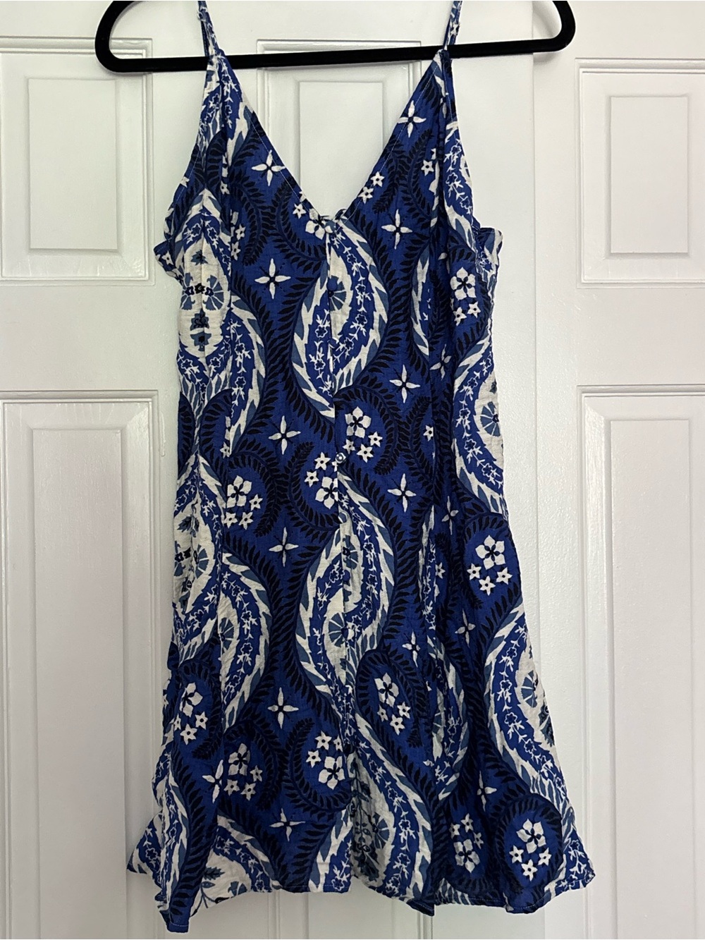 H&M Blue & White Paisley Print Slip Dress